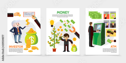 Flat Finance And Investment Vertical Banners