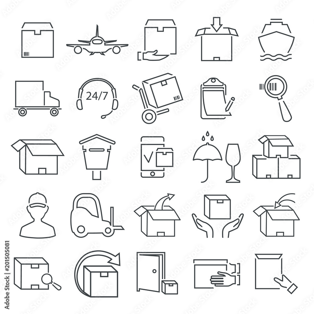 Delivery service line icons set for web and mobile design Delivery service line icons set for web and mobile design