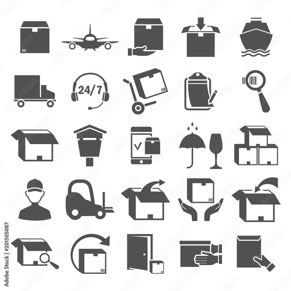 Delivery service simple icons set for web and mobile design Delivery service simple icons set for web and mobile design