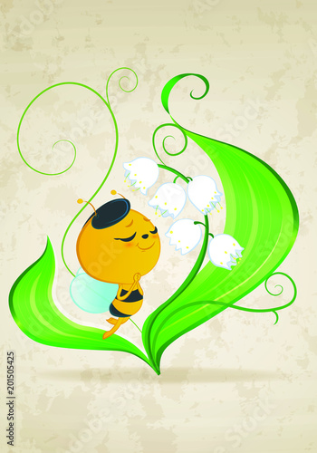 bee sniffing the flowers