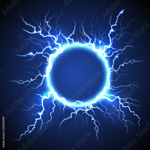 Circle Lightning Realistic Blue Background