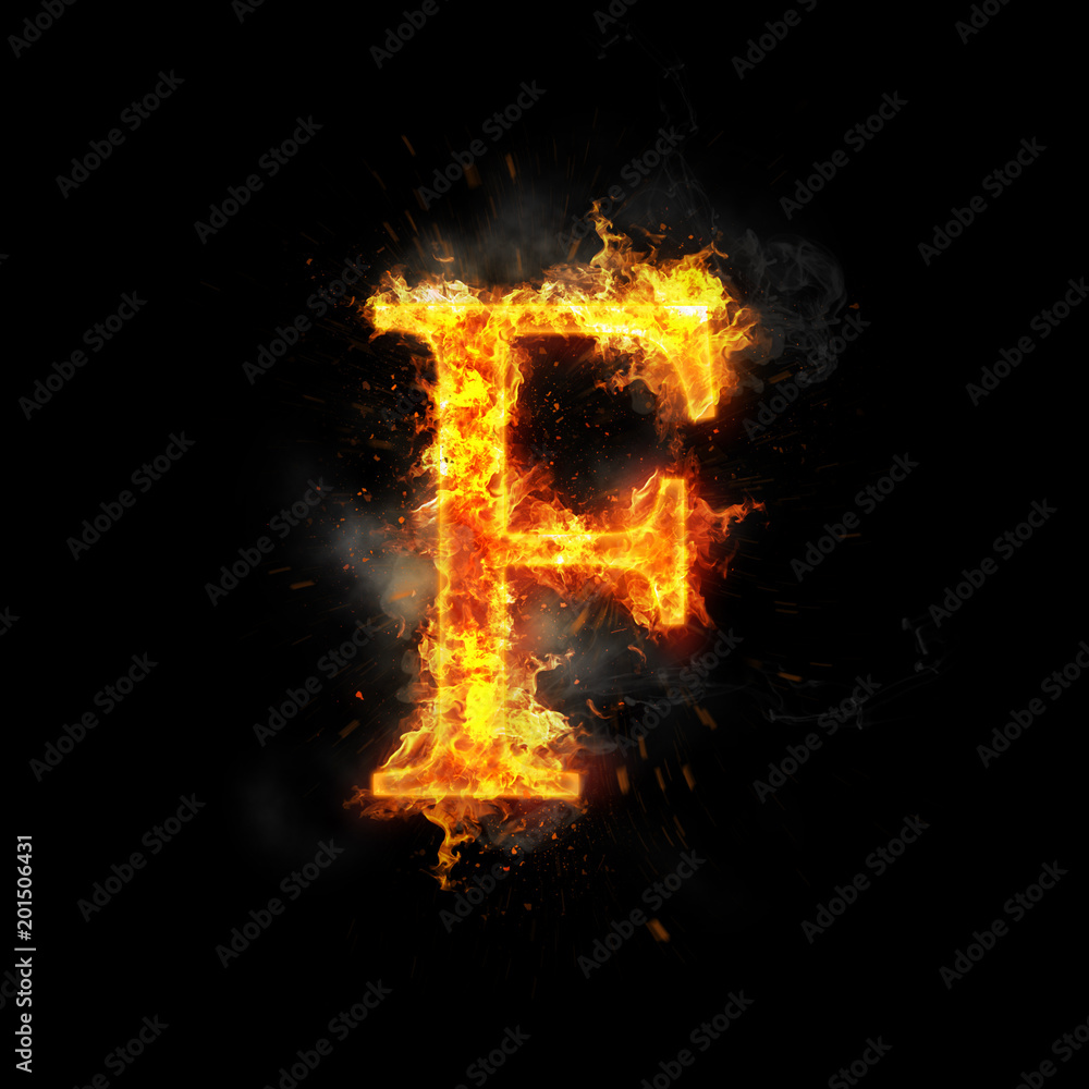 Fototapeta premium Fire letter F of burning flame.