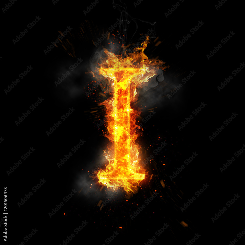 Fire letter I of burning flame.
