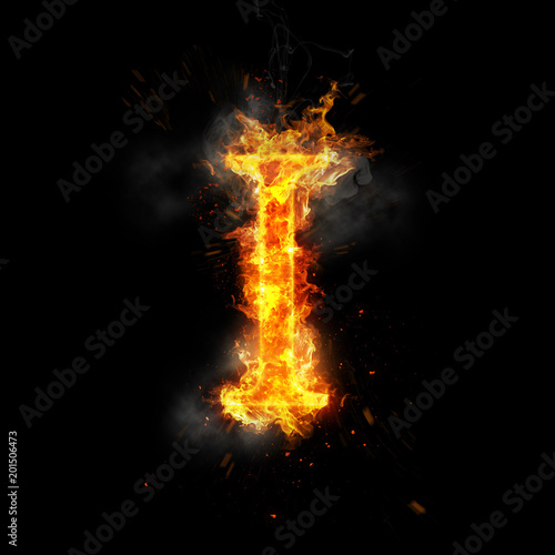 Fire letter I of burning flame.