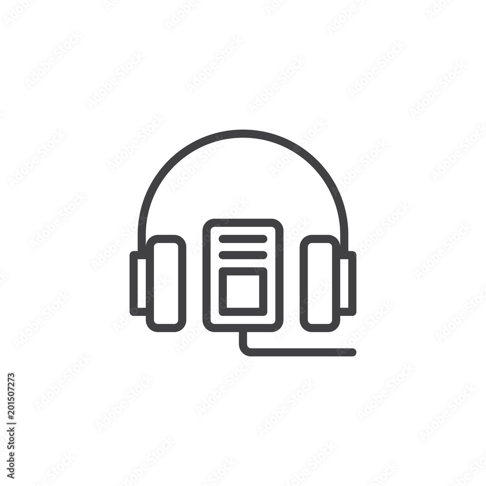 Audio guide outline icon. linear style sign for mobile concept and web  design. Headphones and mp3 player simple line vector icon. Symbol, logo  illustration. Pixel perfect vector graphics Stock Vector | Adobe