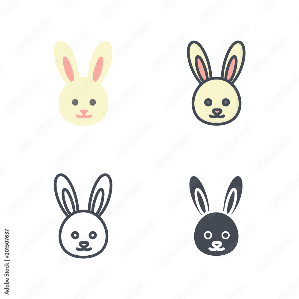 Obraz premium Bunny easter holidays vector icon flat line silhouette colored