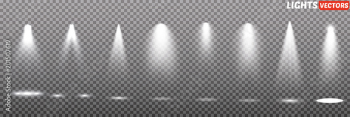 Vector light sources, concert lighting, steel floodlights. Concert spotlight with a beam.