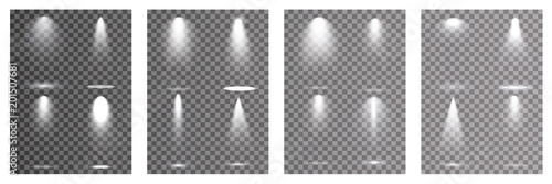 Vector light sources, concert lighting, steel floodlights. Concert spotlight with a beam.