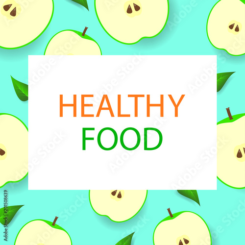Poster with apples. Healthy lifestyle. Vector illustration.