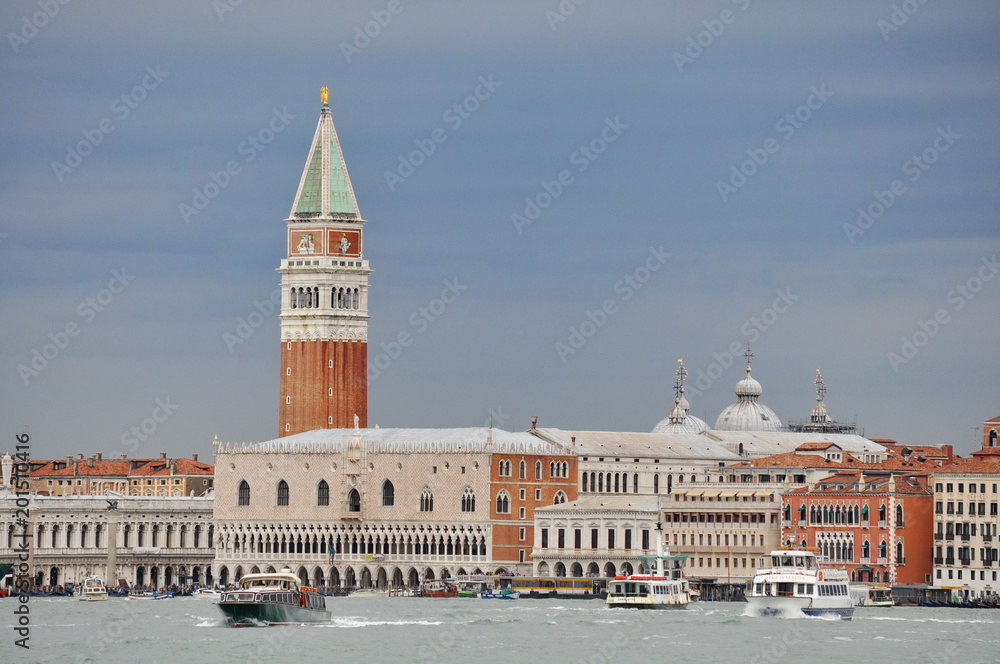 St Mark's Campanile bell tower near St Mark's Basilica in Venice, Italy