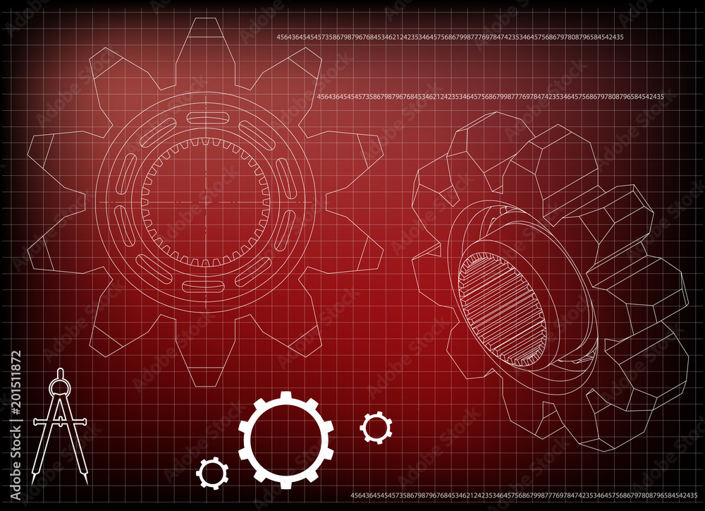 Obraz premium 3d model of a cogwheel on a red