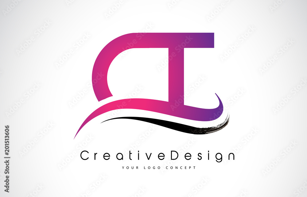 CT C T Letter Logo Design. Creative Icon Modern Letters Vector Logo.