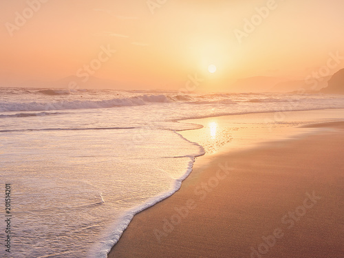 background of summer with beach at sunset
