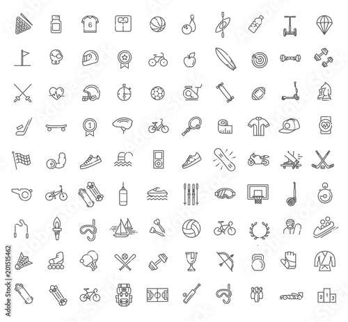 Outline web icon set - sport and fitness