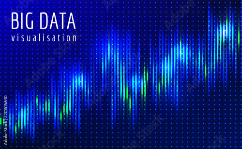 Abstract vector finance  big data graph visualization. Stock index infographics. Visual information complexity. Intricate data threads chart. Business analytics. Artifficial inteligence.