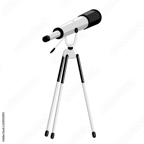 Telescope on a tripod on a white background.