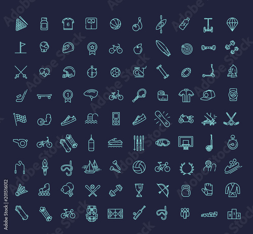 Outline web icon set - sport and fitness