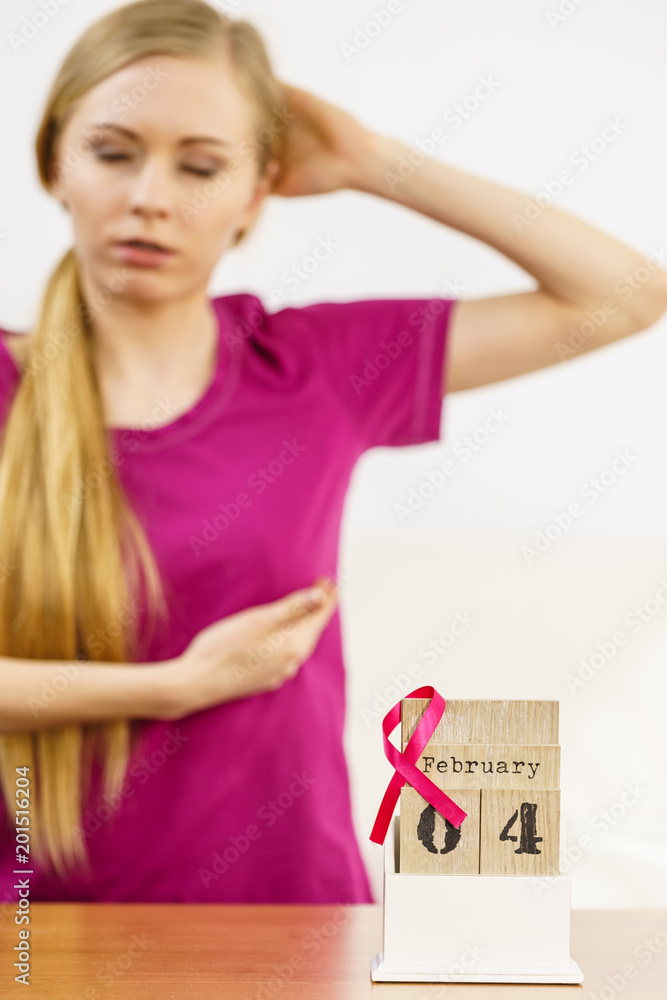 Woman and world breast cancer day on calendar Woman and world breast cancer day on calendar