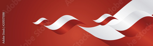Poland Independence Day waving flags two fold landscape background