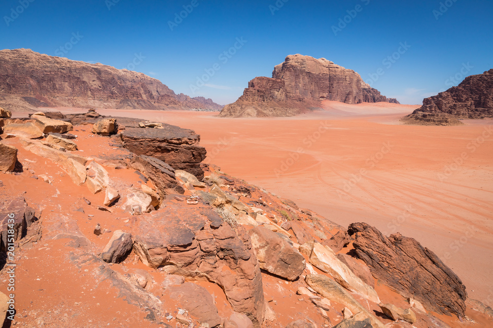 Sand-dunes in Wadi-Rum desert, Jordan, Middle East