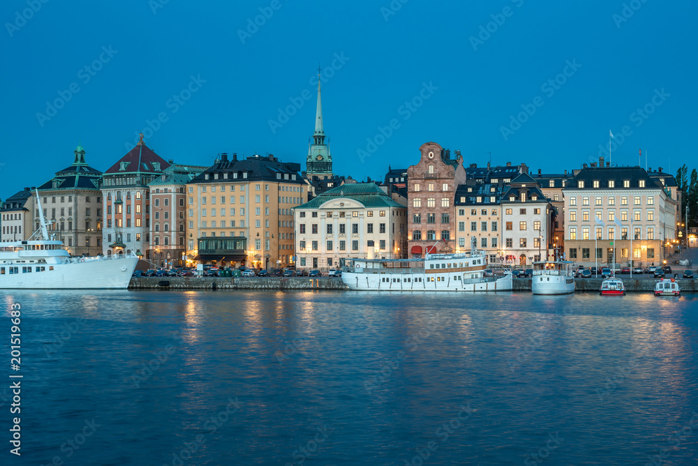 Cityscape of Gamla Stan in Stockholm, Sweden.