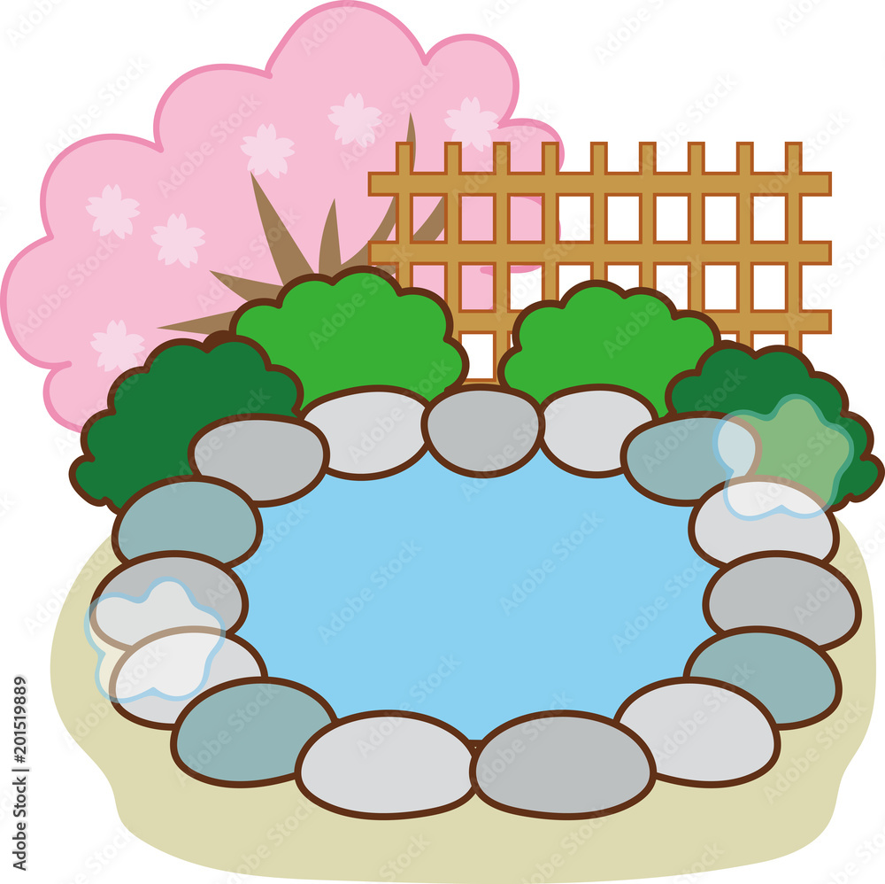 露天風呂 温泉のイラスト素材 春 Stock ベクター Adobe Stock