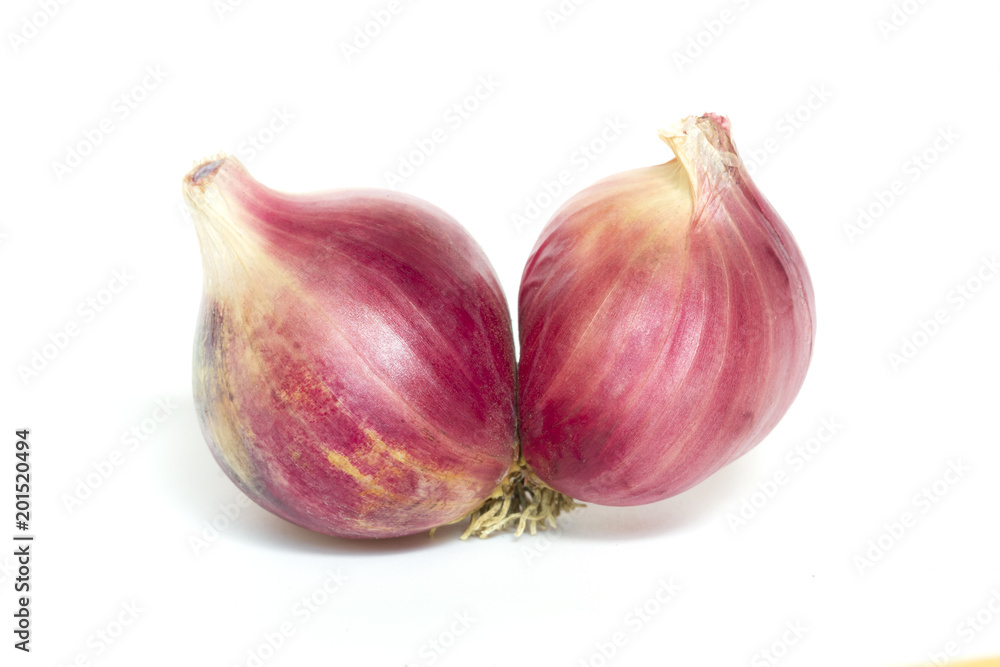 Obraz premium Red onion on white background