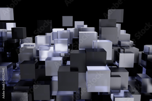 3d background glass cubes of different height. 3d rendering