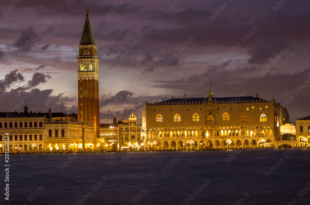 City view of Venice after sunset