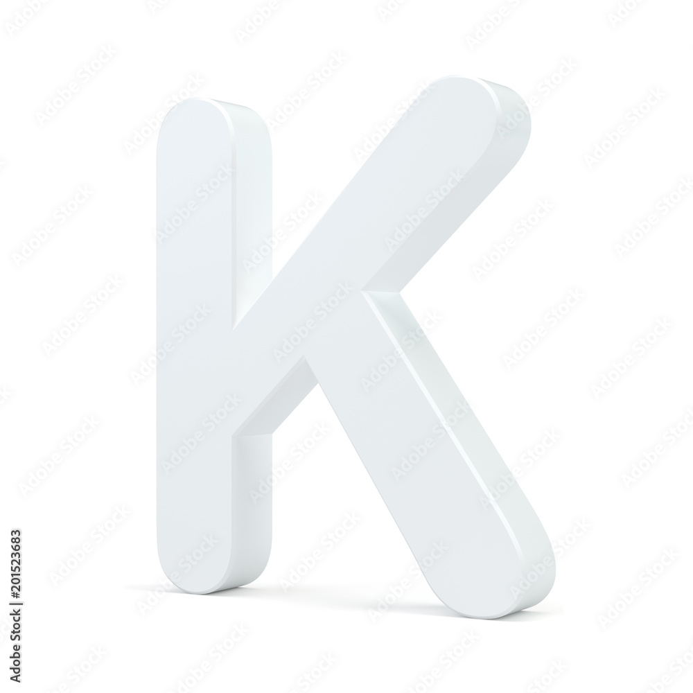 White letter K isolated on white background. 3d rendering. White letter K isolated on white background. 3d rendering.