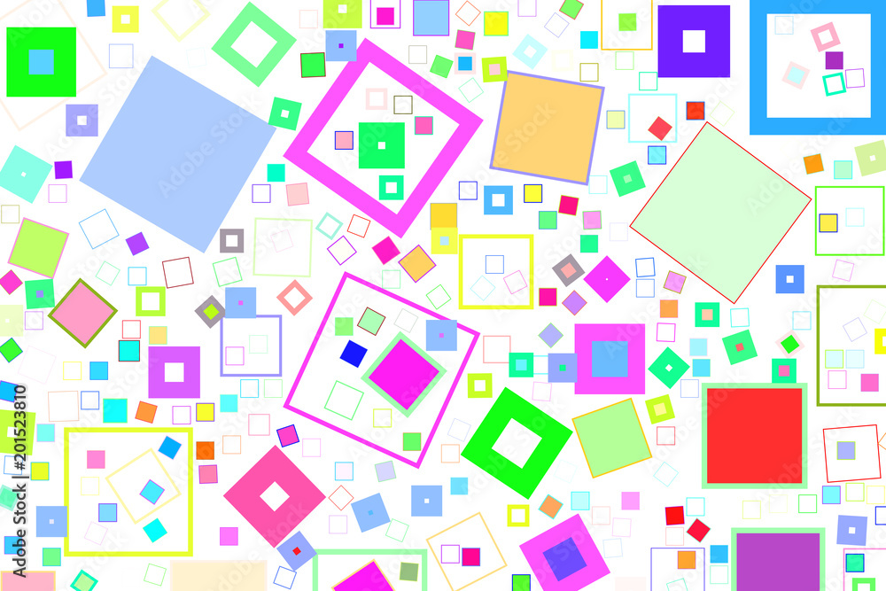 Abstract colored square, rectangle shape pattern. Messy, template, creative & surface.