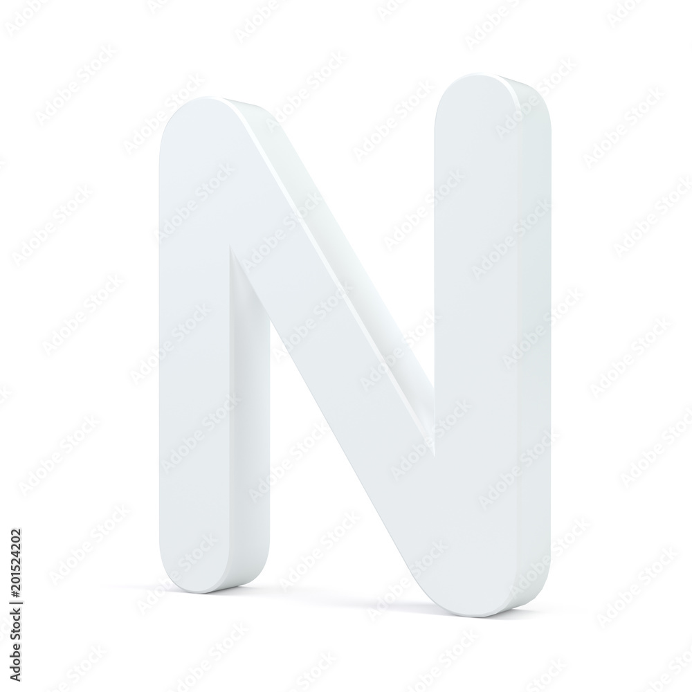 White letter N isolated on white background. 3d rendering. White letter N isolated on white background. 3d rendering.
