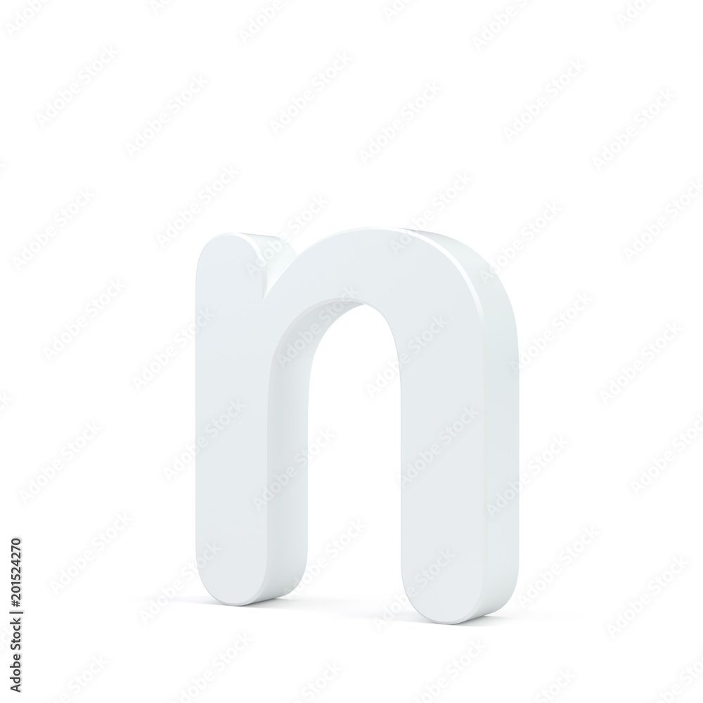 White small letter N isolated on white background. 3d rendering. White small letter N isolated on white background. 3d rendering.