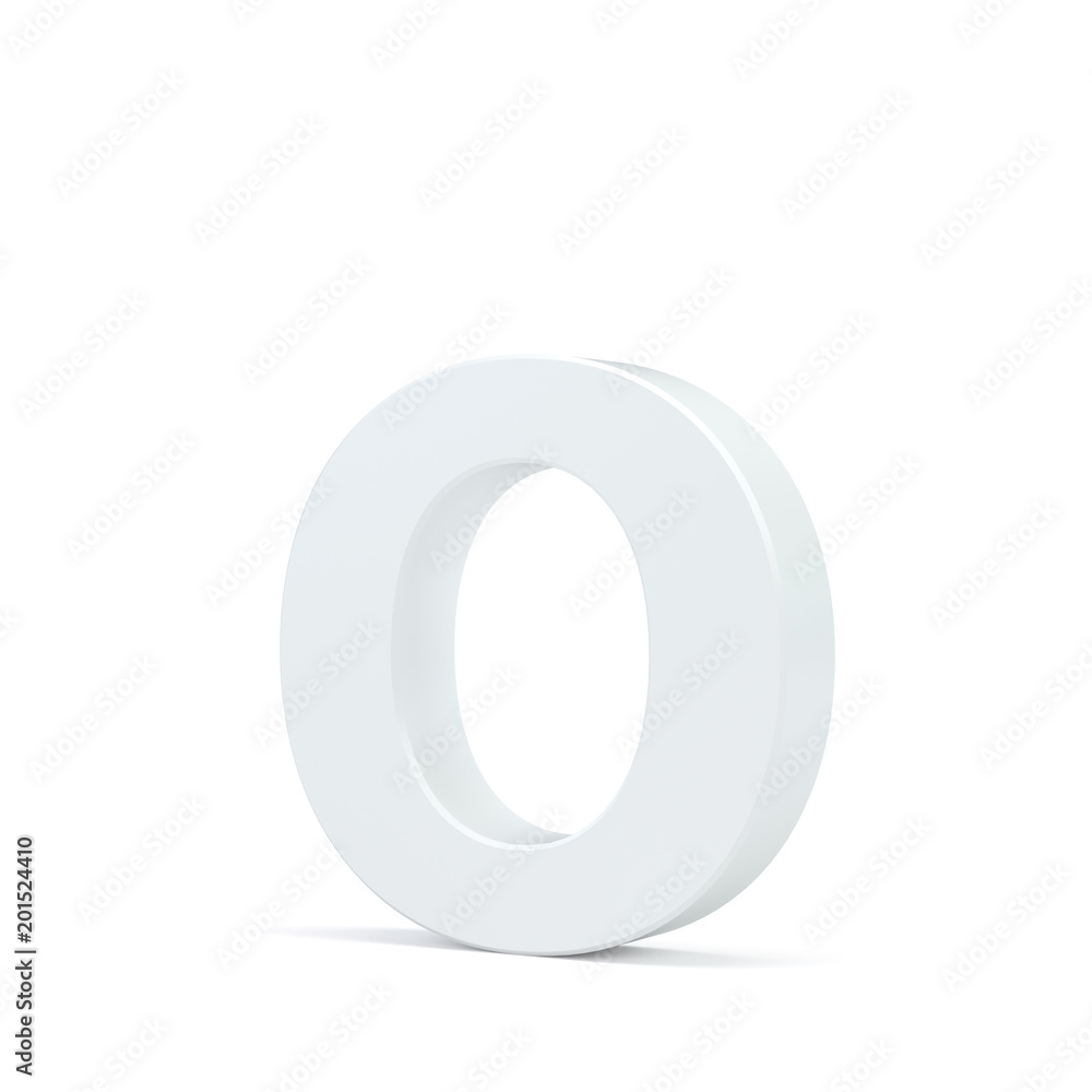 White small letter O isolated on white background. 3d rendering. White small letter O isolated on white background. 3d rendering.