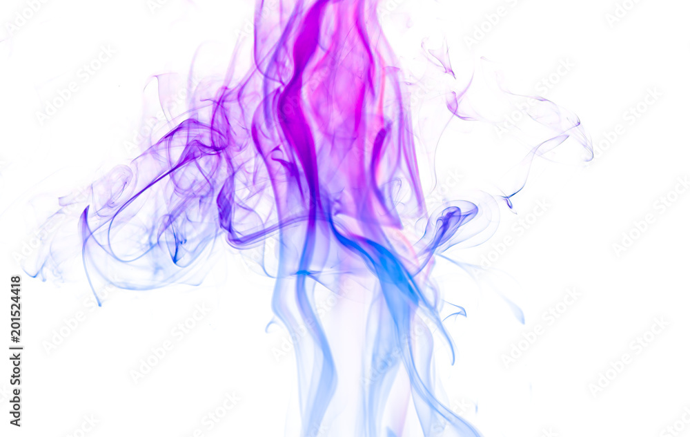 Colored smoke on white background