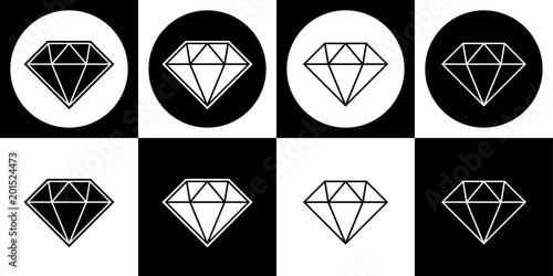 Diamond slot symbol black and white icon set