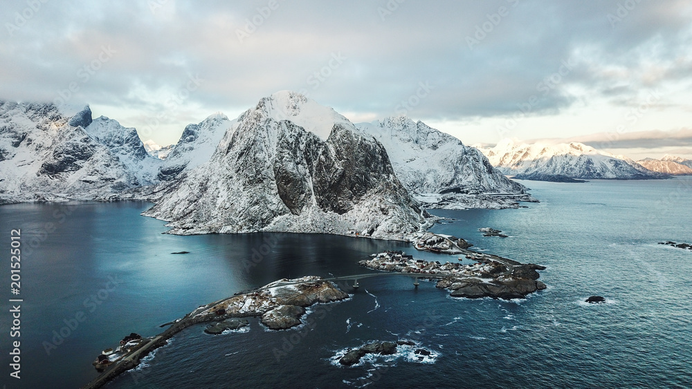 Bird Eye View of Hamnoy Village, Lofoten Island , Norway / One of the most iconic place in Nordland