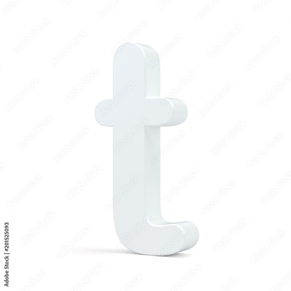 White small letter T isolated on white background. 3d rendering. White small letter T isolated on white background. 3d rendering.