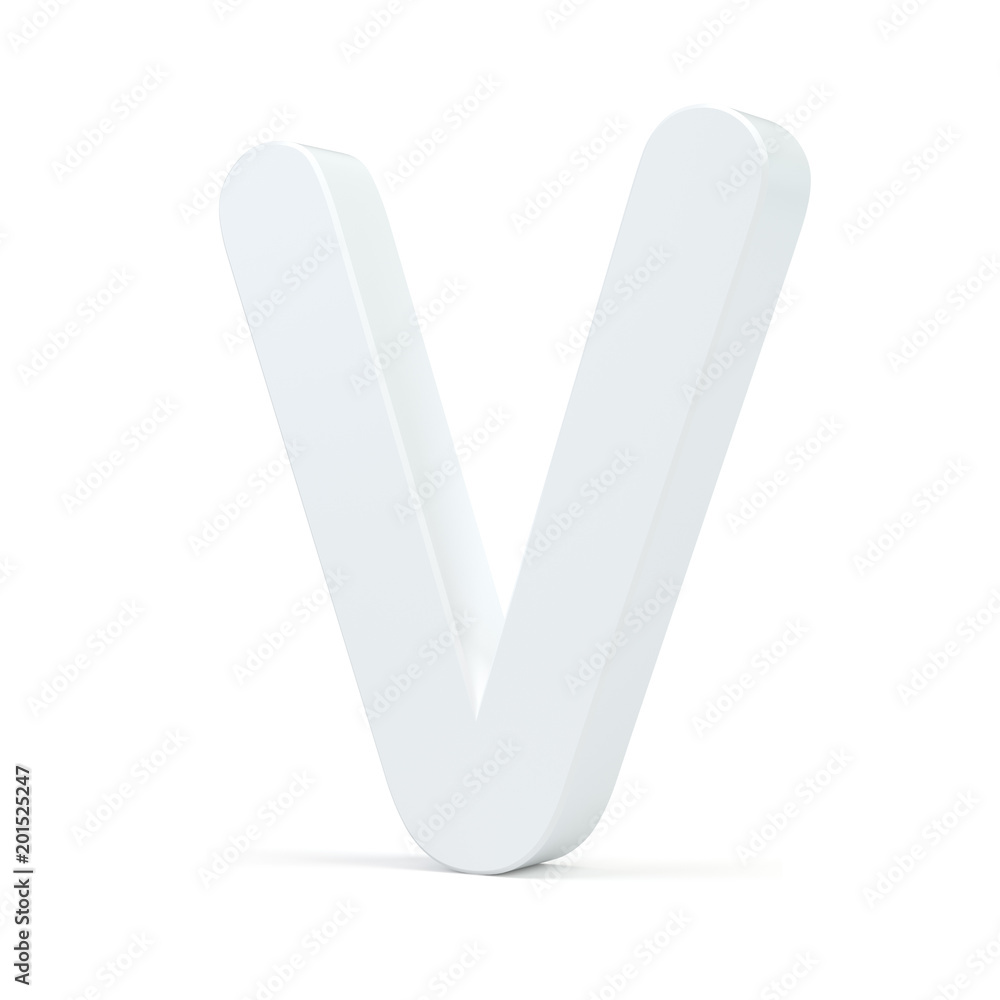 White letter V isolated on white background. 3d rendering. White letter V isolated on white background. 3d rendering.