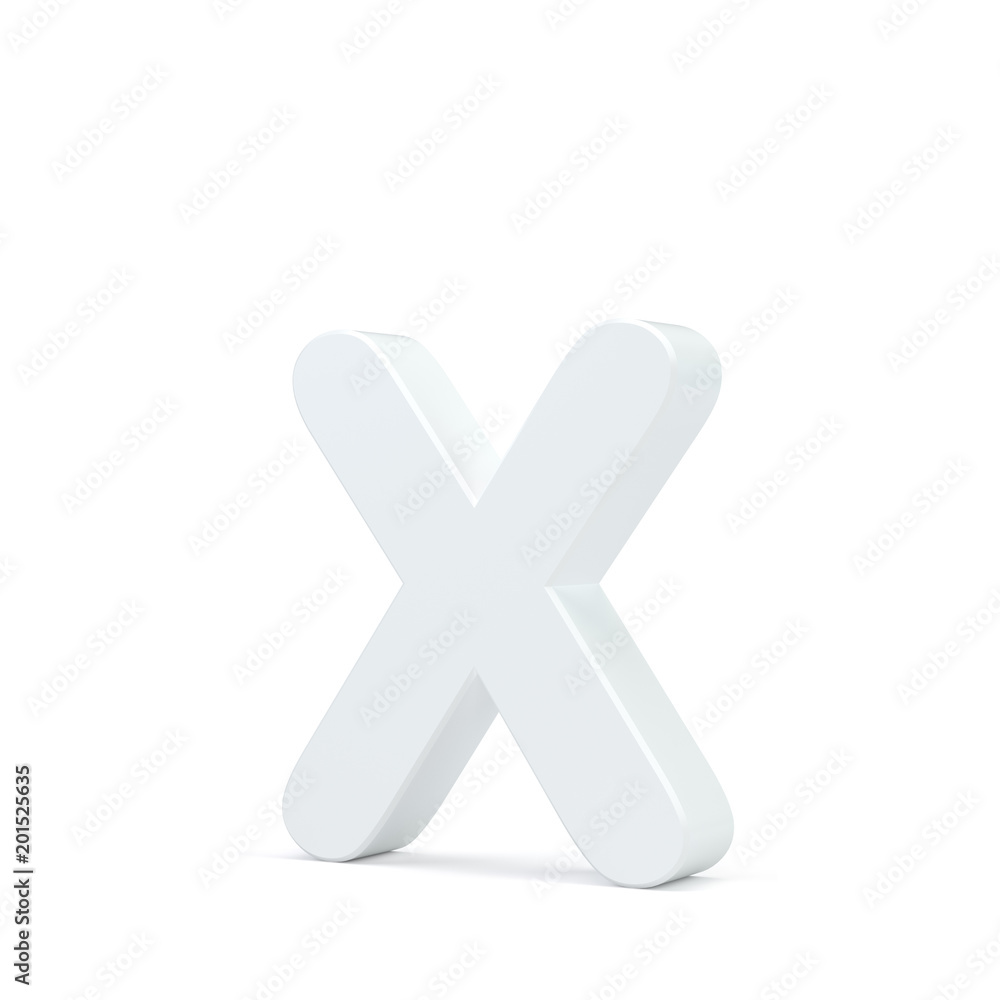 White small letter X isolated on white background. 3d rendering. White small letter X isolated on white background. 3d rendering.