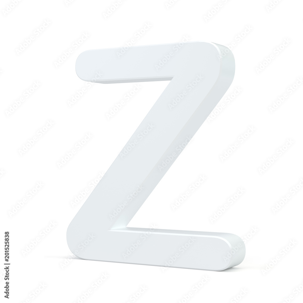 White letter Z isolated on white background. 3d rendering. White letter Z isolated on white background. 3d rendering.