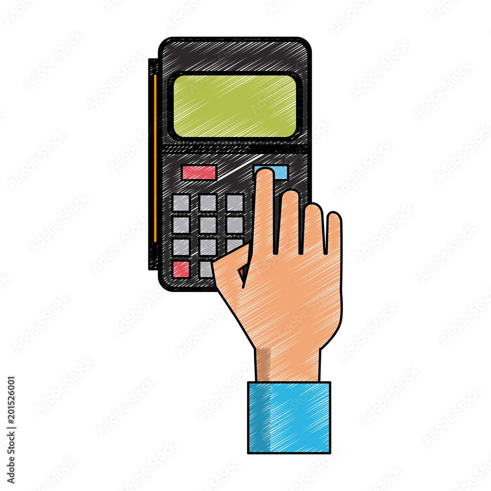 Hand using dataphone vector illustration graphic design Hand using dataphone vector illustration graphic design