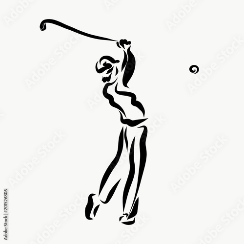 Young man beats the ball, golf