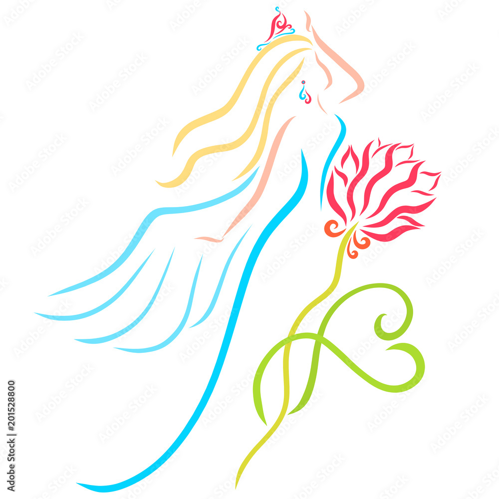 A beautiful winged princess, a fairy and a flower A beautiful winged princess, a fairy and a flower