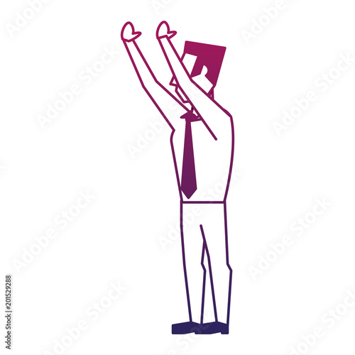 Businessman with hands up vector illustration graphic design