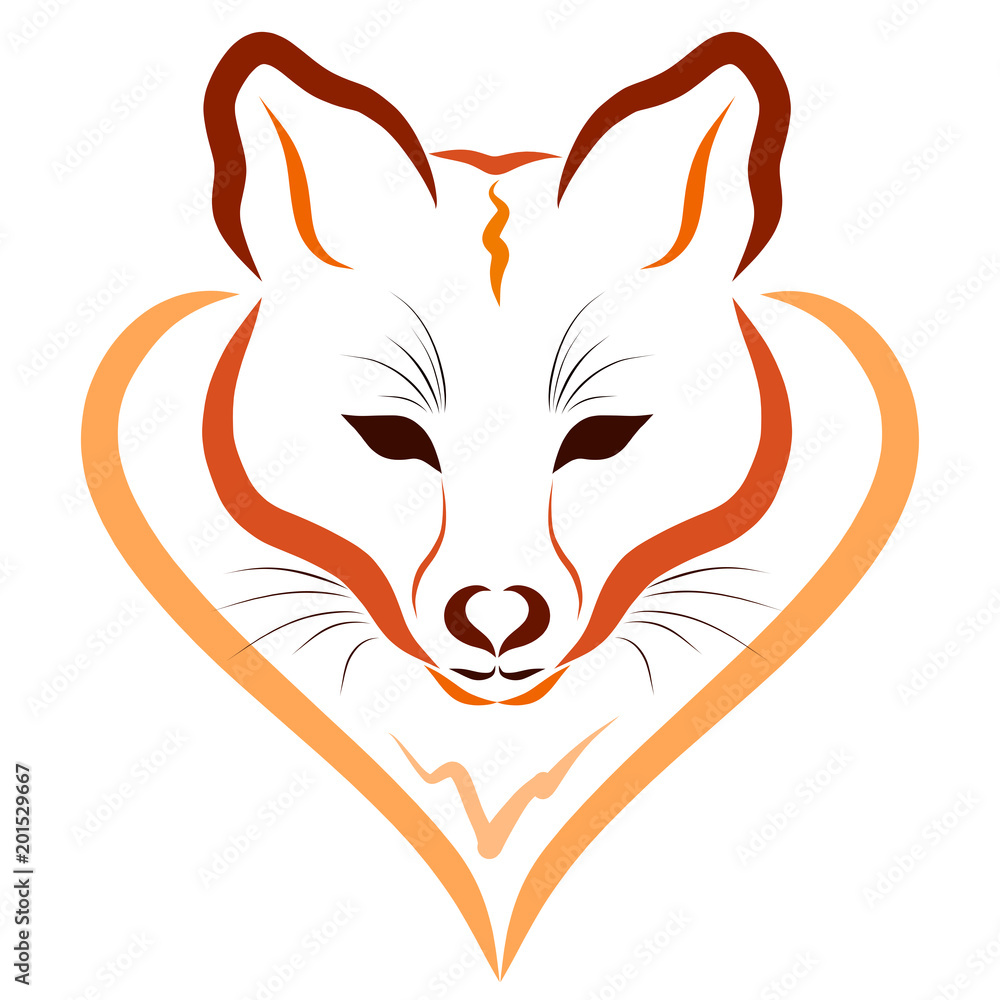 Obraz premium Head of a fox, smooth orange lines