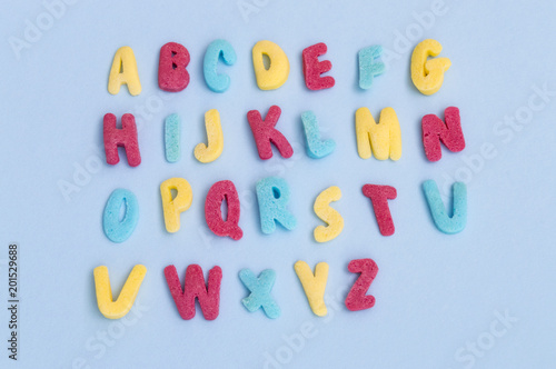 alphabet with sweet letters of sugar