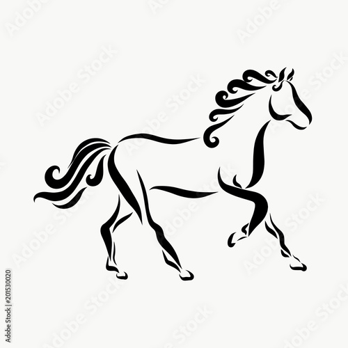 Running horse with a wavy mane