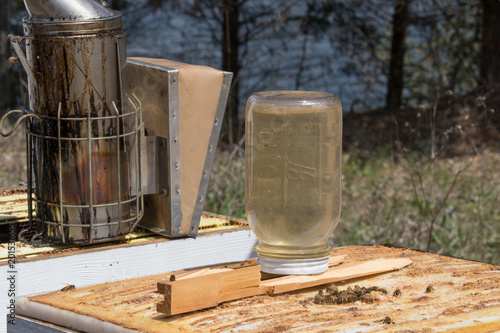 Prepping bees for new hive