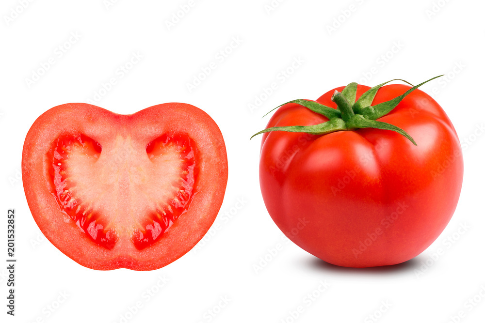 Juicy tomato close-up on a white background Juicy tomato close-up on a white background